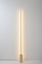 Linear LED Floor Lamp with Travertine Base for Modern Interiors
