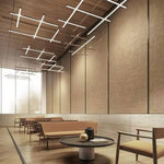 Linear Grid LED Pendant Light in Black or Gold | Modern Geometric Chandelier