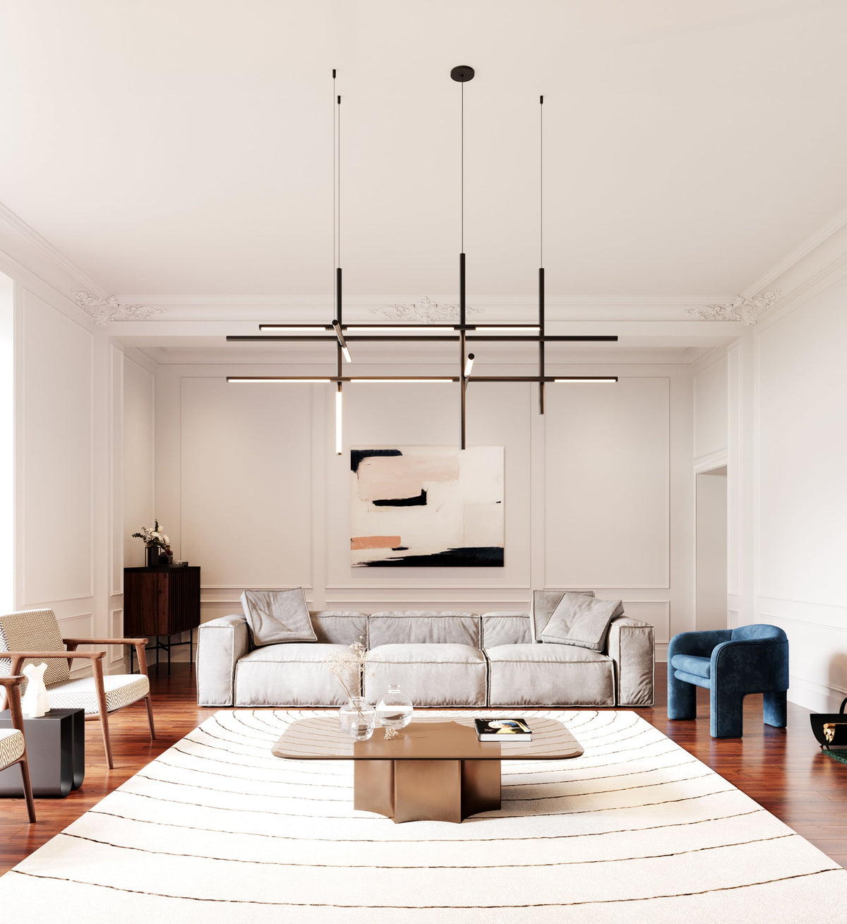 Geometric Linear LED Pendant Light – Modern Art-Inspired Illumination