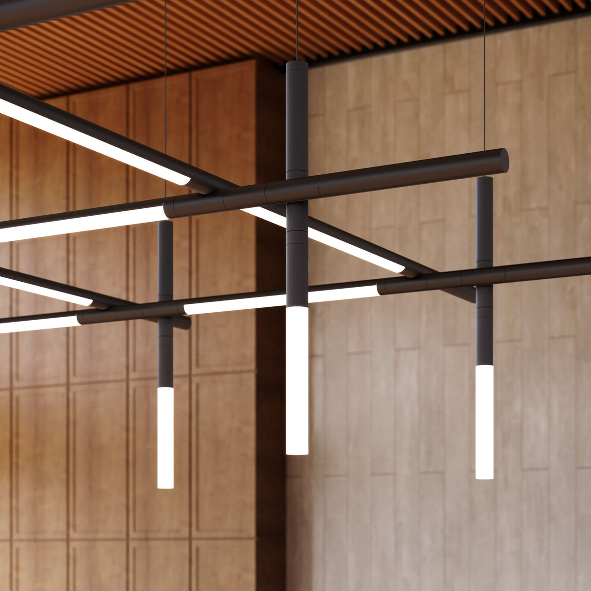 Geometric Linear LED Pendant Light – Modern Art-Inspired Illumination