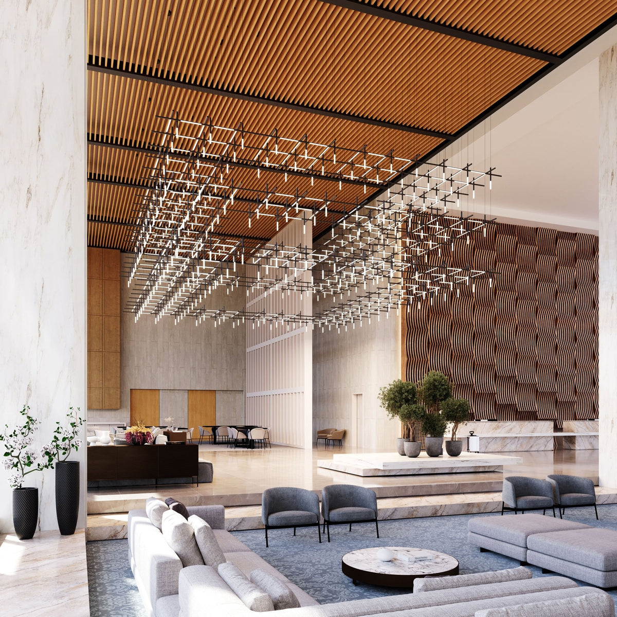 Geometric Linear LED Pendant Light – Modern Art-Inspired Illumination