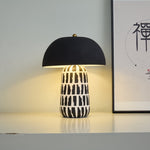 Geometric Ceramic Table Lamp with Black Fabric Shade for Modern Interiors