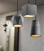 Georgia Faceted Concrete Pendant Light – Hand-Cast Brutalist Ceiling Lamp