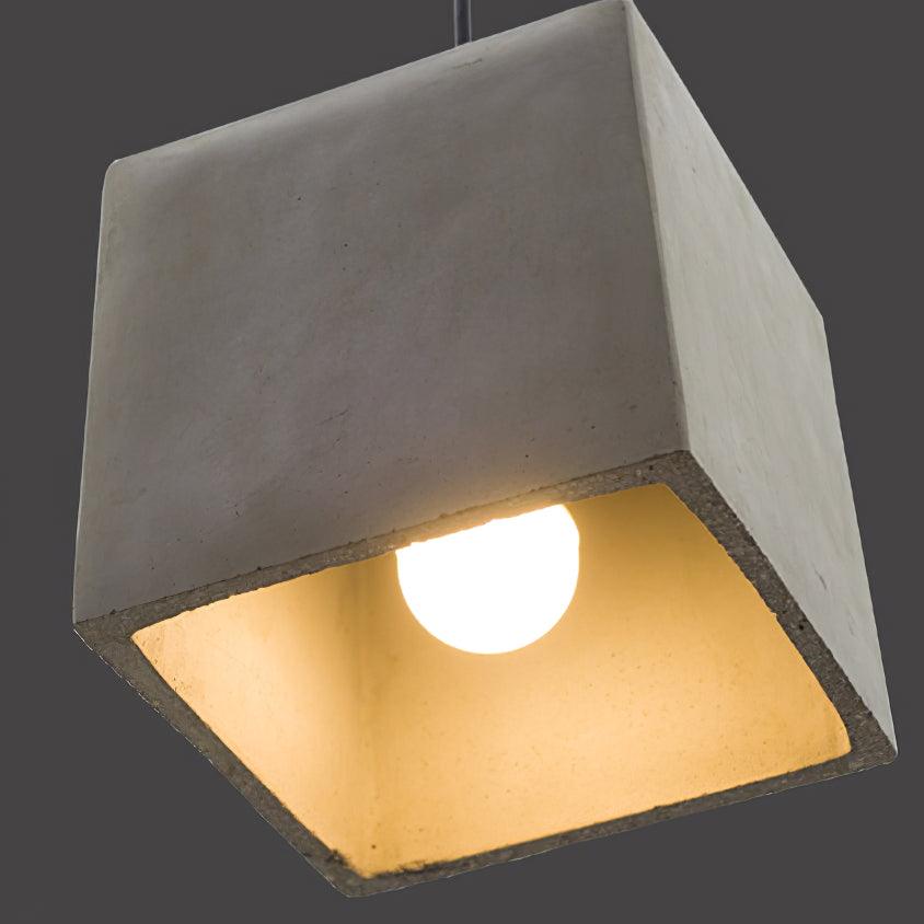 Georgia Faceted Concrete Pendant Light – Hand-Cast Brutalist Ceiling Lamp
