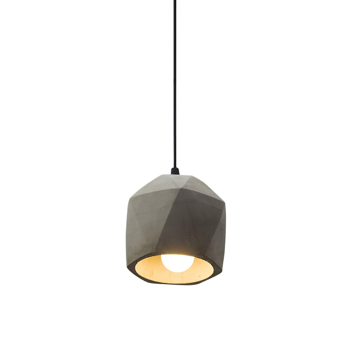 Georgia Faceted Concrete Pendant Light – Hand-Cast Brutalist Ceiling Lamp