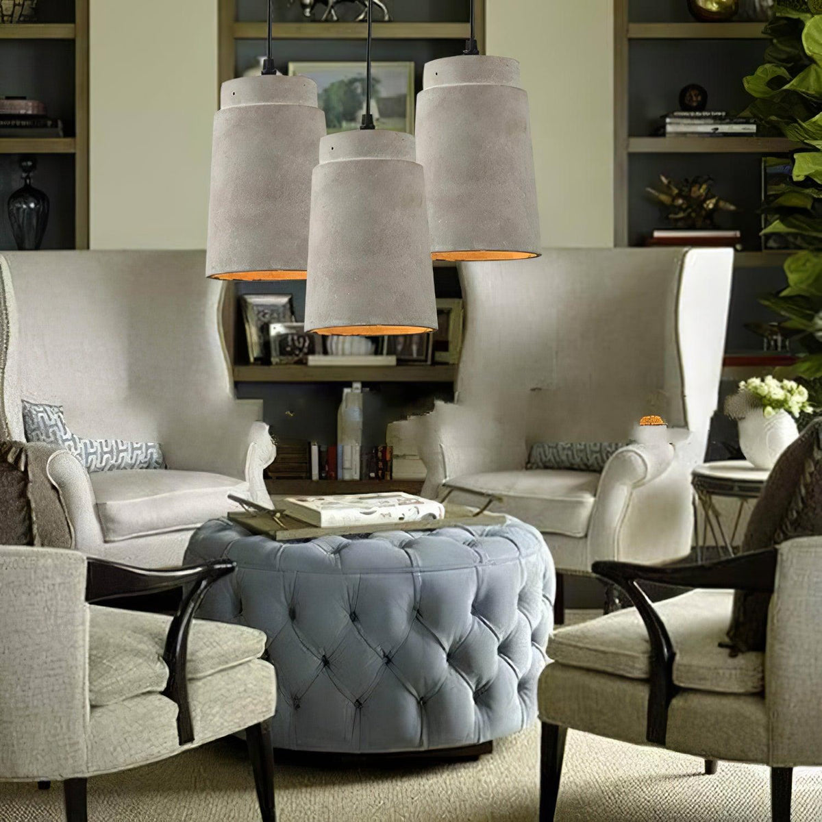 Georgia Faceted Concrete Pendant Light – Hand-Cast Brutalist Ceiling Lamp
