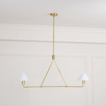 Axis Modern Linear Chandelier in Brass and Black for Dining Room and Living Room