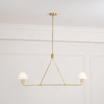 Axis Modern Linear Chandelier in Brass and Black for Dining Room and Living Room
