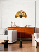 Gilded Fan Floor Lamp – Art Deco Illumination for Modern Living Spaces