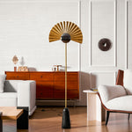 Gilded Fan Floor Lamp – Art Deco Illumination for Modern Living Spaces