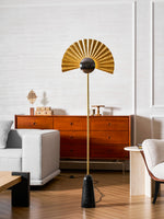 Gilded Fan Floor Lamp – Art Deco Illumination for Modern Living Spaces
