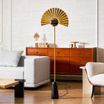 Gilded Fan Floor Lamp – Art Deco Illumination for Modern Living Spaces