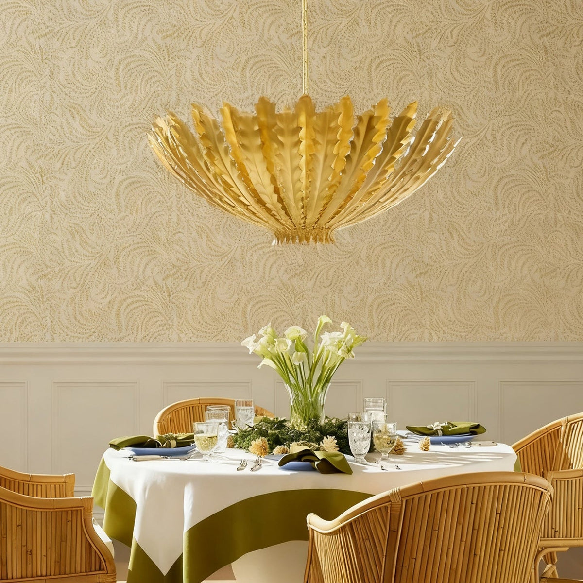 Gilded Acanthus Leaf Chandelier for Grand Interiors