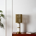 Gilded Cage Table Lamp – Sculptural White Marble & Gold Table Light