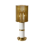 Gilded Cage Table Lamp – Sculptural White Marble & Gold Table Light