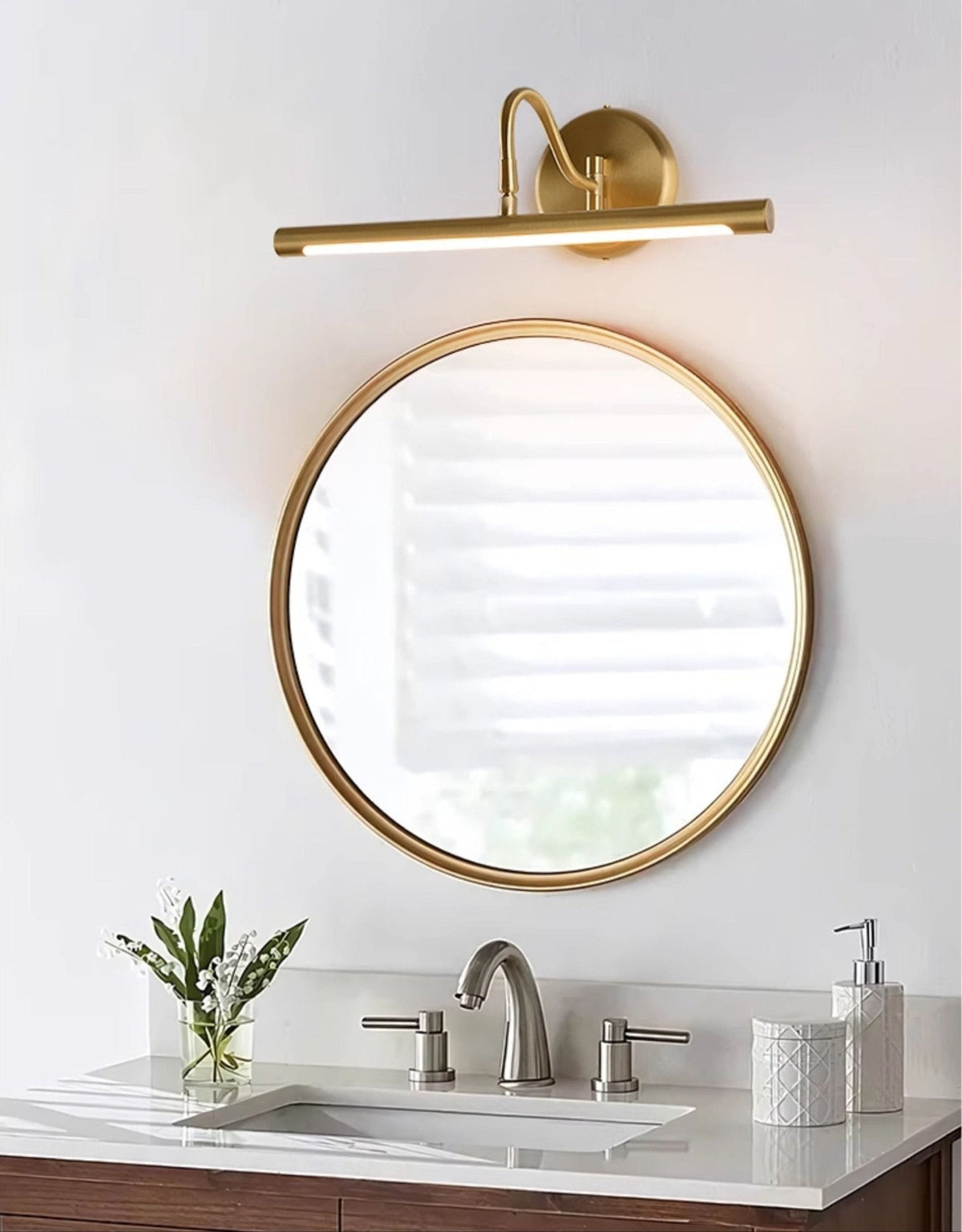 Gildra Arc Vanity Wall Light in Brushed Gold with Integrated LED