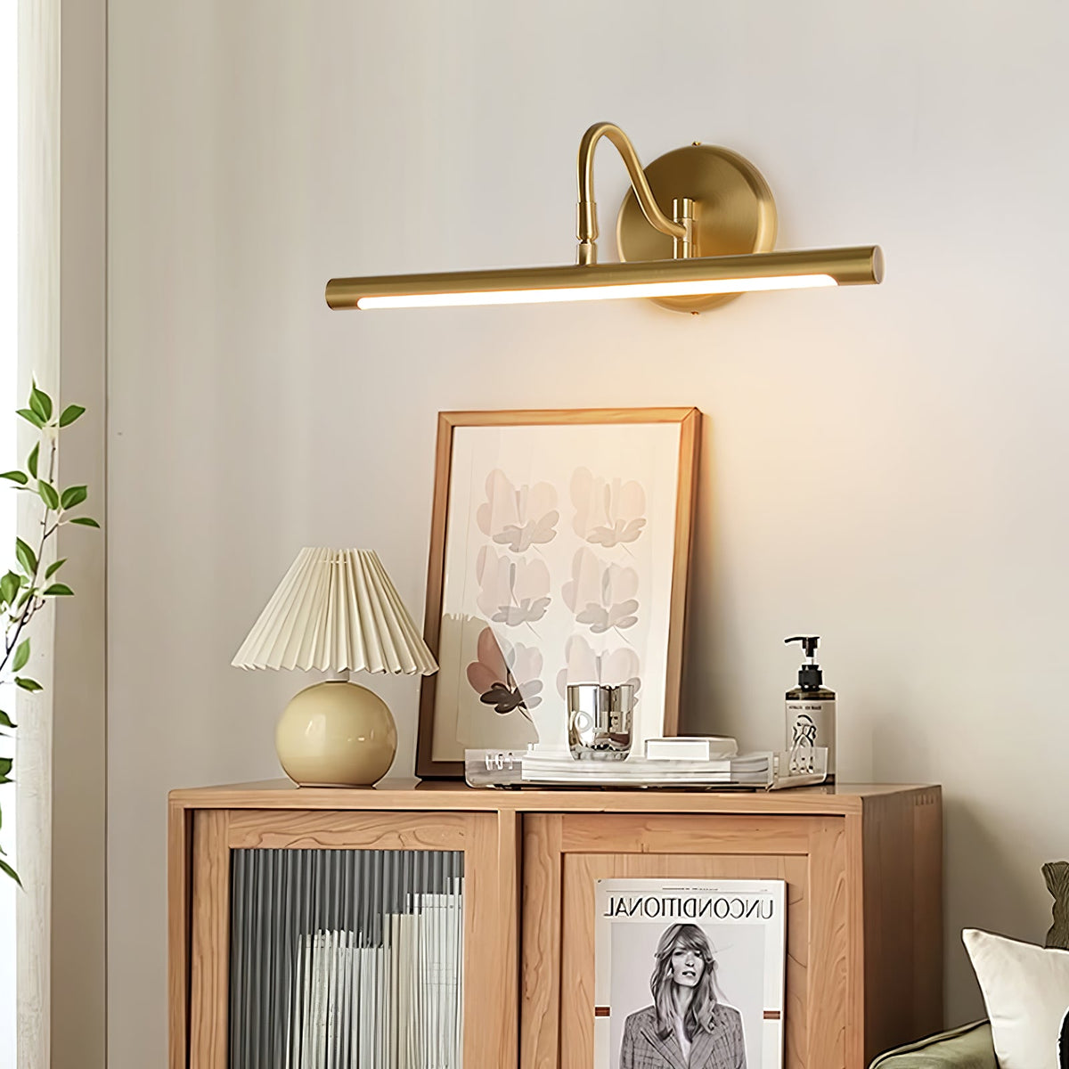 Gildra Arc Vanity Wall Light in Brushed Gold with Integrated LED
