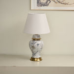 Gilt Accent Ceramic Table Lamp with Floral Motif Shade