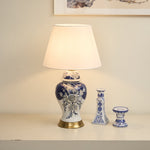 Gilt Accent Ceramic Table Lamp with Fabric Shade