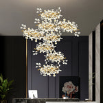 Gingko Leaves Linear Chandelier – Hand-Cast Porcelain Sculptural Pendant Light