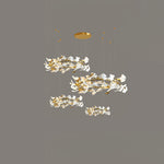 Gingko Leaves Linear Chandelier – Hand-Cast Porcelain Sculptural Pendant Light