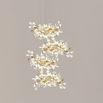 Gingko Leaves Linear Chandelier – Hand-Cast Porcelain Sculptural Pendant Light