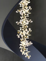 Gingko Leaves Linear Chandelier – Hand-Cast Porcelain Sculptural Pendant Light