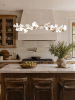 Gingko Garland Chandelier – Hand-Cast Porcelain Leaves in Brushed Gold