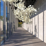 Gingko Leaves Linear Chandelier – Hand-Cast Porcelain Sculptural Pendant Light