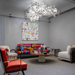 Gingko Leaves Linear Chandelier – Hand-Cast Porcelain Sculptural Pendant Light