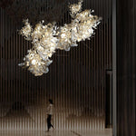 Gingko Leaves Linear Chandelier – Hand-Cast Porcelain Sculptural Pendant Light