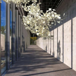 Gingko Leaves Linear Chandelier – Hand-Cast Porcelain Sculptural Pendant Light