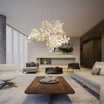 Gingko Leaves Linear Chandelier – Hand-Cast Porcelain Sculptural Pendant Light