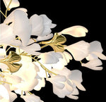 Gingko Leaves Linear Chandelier – Hand-Cast Porcelain Sculptural Pendant Light