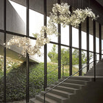 Gingko Leaves Linear Chandelier – Hand-Cast Porcelain Sculptural Pendant Light