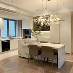 Gingko Leaves Linear Chandelier – Hand-Cast Porcelain Sculptural Pendant Light