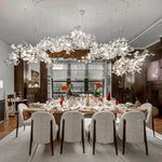 Gingko Leaves Linear Chandelier – Hand-Cast Porcelain Sculptural Pendant Light