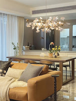 Gingko Leaves Linear Chandelier – Hand-Cast Porcelain Sculptural Pendant Light