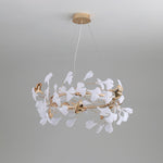 Gingko Garland Chandelier – Hand-Cast Porcelain Leaves in Brushed Gold