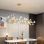 Gingko Garland Chandelier – Hand-Cast Porcelain Leaves in Brushed Gold