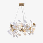 Gingko Garland Chandelier – Hand-Cast Porcelain Leaves in Brushed Gold