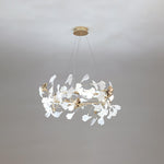Gingko Garland Chandelier – Hand-Cast Porcelain Leaves in Brushed Gold