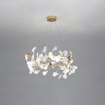 Gingko Garland Chandelier – Hand-Cast Porcelain Leaves in Brushed Gold