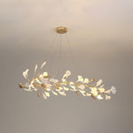 Gingko Garland Chandelier – Hand-Cast Porcelain Leaves in Brushed Gold