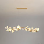 Gingko Garland Chandelier – Hand-Cast Porcelain Leaves in Brushed Gold