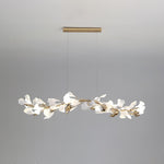 Gingko Garland Chandelier – Hand-Cast Porcelain Leaves in Brushed Gold