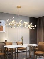 Gingko Garland Chandelier – Hand-Cast Porcelain Leaves in Brushed Gold