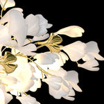 Gingko Drape Chandelier — Porcelain Ginkgo Leaves on Brass Branches