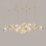 Gingko Drape Chandelier — Porcelain Ginkgo Leaves on Brass Branches
