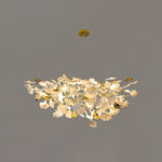 Gingko Drape Chandelier — Porcelain Ginkgo Leaves on Brass Branches
